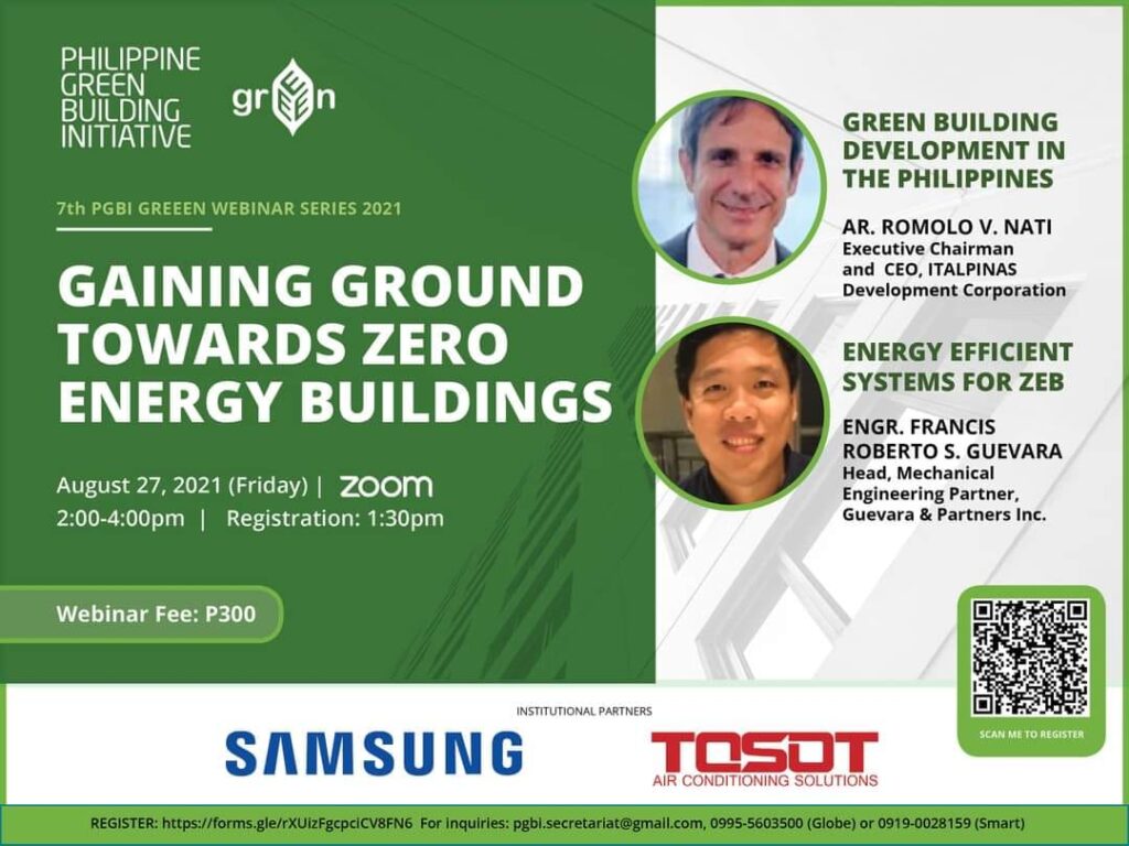 The 7th PGBI Webinar Series: GAINING GROUND TOWARDS ZERO ENERGY BUILDINGS